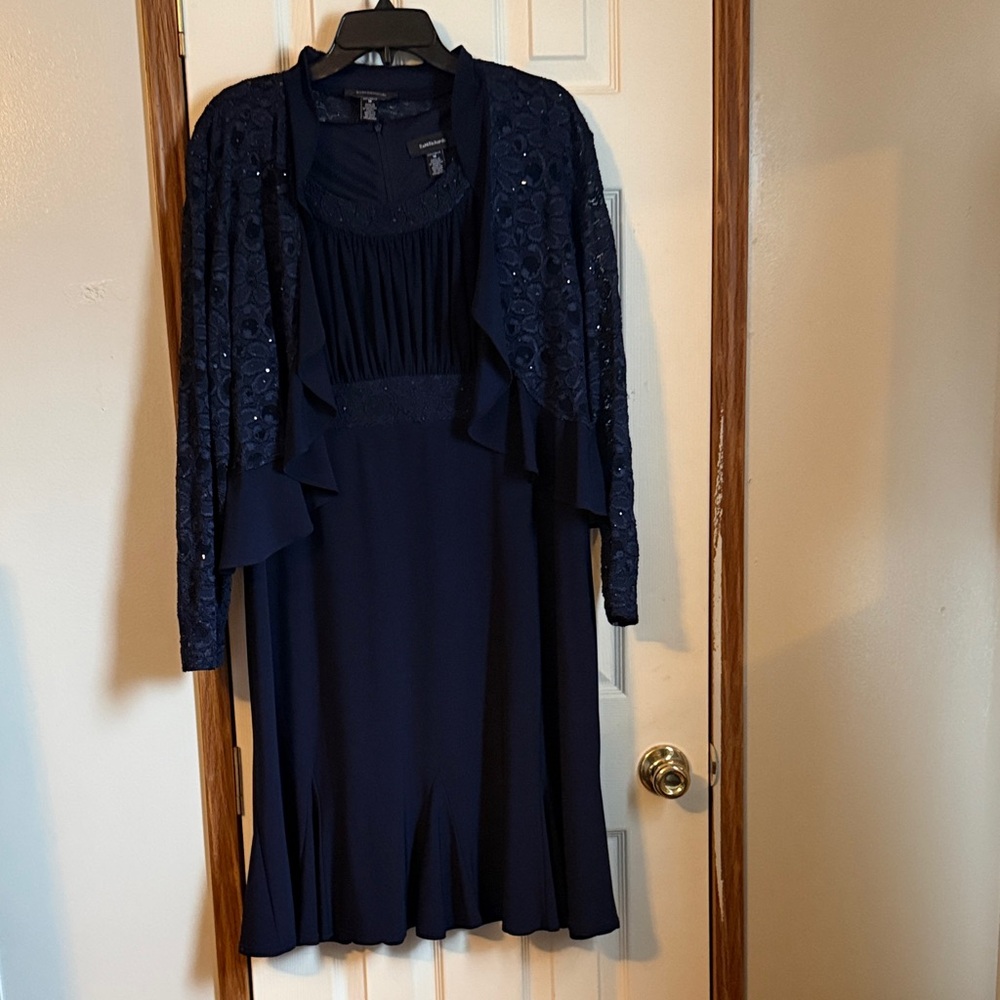 R & M Richards Navy Blue Dress with Jacket